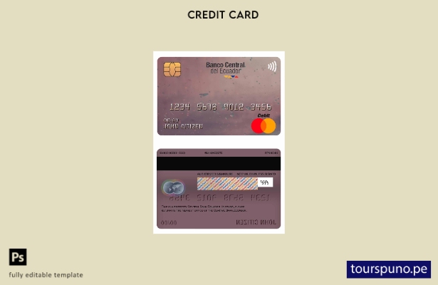 lista para imprimir plantilla mastercard del Banco Central de Ecuador